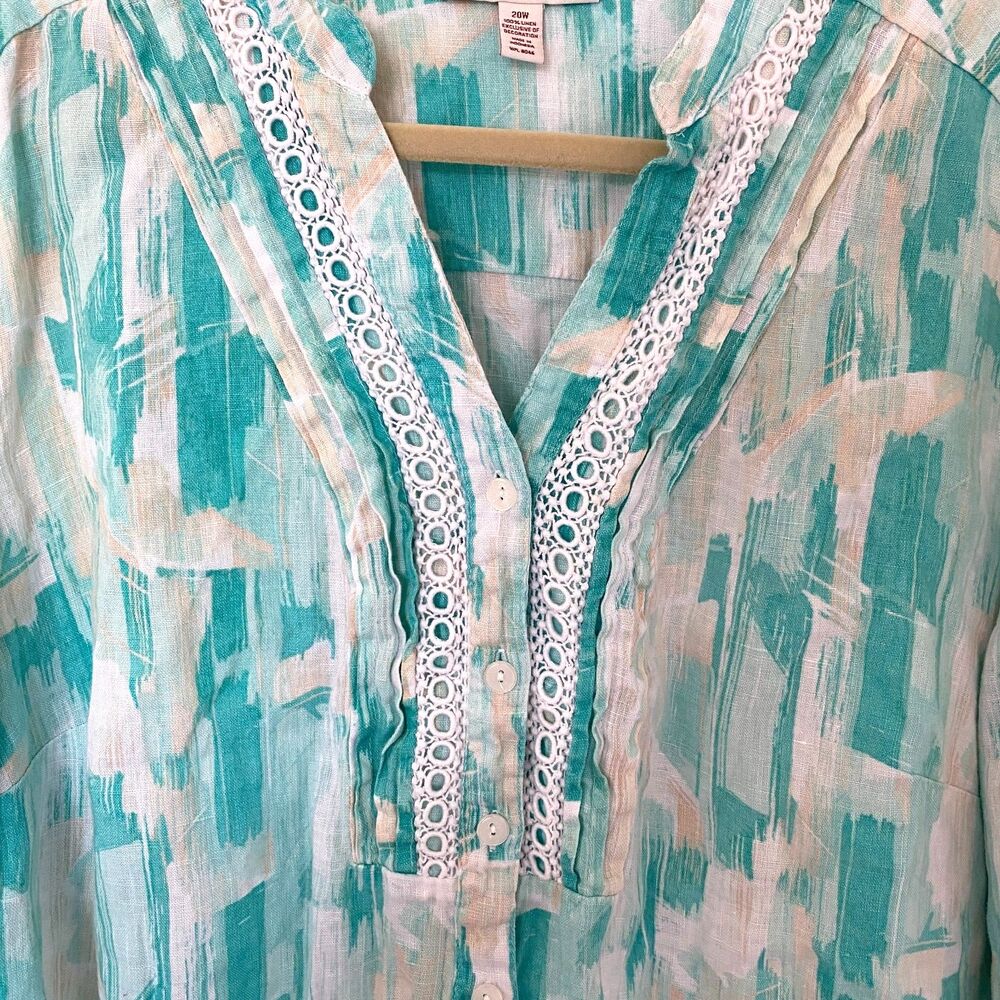 Jm Collection Linen Blend Button Up 3/4 Sleeve Sh… - image 3